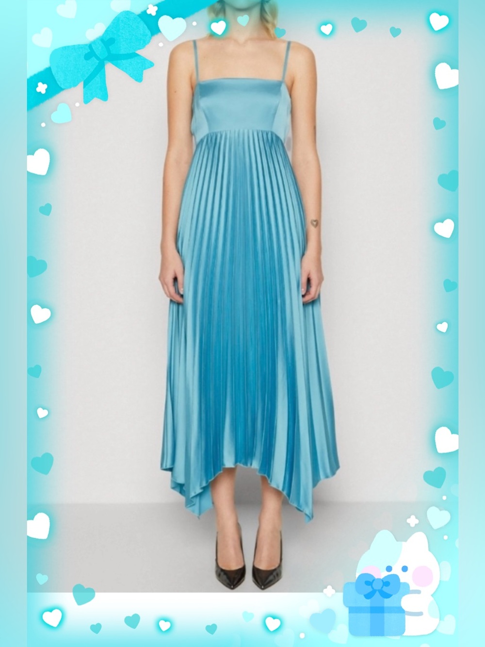 Abercrombie Fitch Giselle Clasp-Back Satin Pleated Accordion Midi Dress Teal XXL